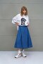 Blue Pleated Denim Midi Skirt 18147 - 2