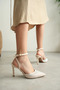 Women's Beige Stone Heeled Shoes Tr08Ms22B - 8