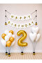 Happy Birthday White Gold Balloon Set -2-
