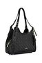 Women's Black Embossed Patterned Faux Leather Shoulder Bag - 4