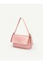 Wrinkled Textured Pink Shk302 Faux Leather, Single Compartment with Snap Fasteners, Hand, Arm and Shoulder Bag - 2