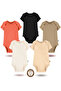 100% Organic Cotton Snap Fastener Short-Sleeved Baby Bodysuit 5-Pack - 2
