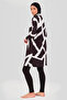 21626 Women's Full Covered Hijab Swimsuit Set 5 Pieces Geometric Pattern Water Repellent Lycra Swimsuit - 4