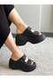 Women's Wera Black Two-Buckle Thick Sole Orthopedic Sandals & Slippers