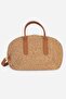 Lina Genuine Leather Handle Oval Knitted Bag Brown - 5