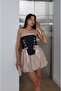 Beige Balloon Skirt Corset Blouse Set - 7