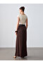 72692 100% Lyocell Pleated Wide Leg Trousers-Brown - 2