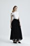 Women's Black Lined Flocked Printed Tulle Skirt