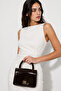 Women's Dark Brown Patent Leather Mini Box Handbag with Side Cross Strap and Handle Modern Stylish Women's Bags - 2
