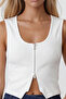 White Wide Collar Two-Way Zipper Blouse Alc-X15495 - 2