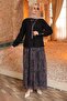 Black Scarf Detailed Chiffon Skirt Set - 2