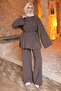 Khaki Waist Tie Tunic Trousers Suit