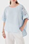 Relaxed Fit Lace Detailed Linen Blouse Bluz 7222L - 5