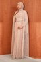 Powder-Colored Gathered Front Stone Lace Evening Dress - 5
