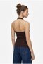 Women's Bitter Brown Halter Neck Fitted Blouse with Metal Accessories 1061 60286240 - 5
