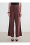 Brown Wideleg Women's Jean Trousers with Elastic Waist - 5