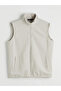 Beige Mock Neck Zippered Men's Fleece Vest - 3