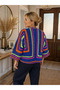 Hand Knitted Hexagonal Motif Bohemian Cardigan – Vintage Granny Square Women's Cardigan Size L - 4