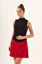 Red High Waist A-Line Mini Skirt - 8