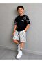 King Printed Boy's Oversized Set with Cracked Pattern Shorts - 2