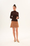 Bitter Brown Lycra Slim Fit Half Turtleneck Soft Textured Long Sleeve Bodysuit - 3