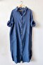 Dark Blue Shirt Collar 3/4 Sleeve Buttoned Pocket Casual Muslin Woven Dress 122 65 - 3