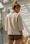 Beige Shirt Collar 3/4 Sleeve Buttoned Pocketed Perforated Embroidered Casual Cotton Woven Shirt 63 60 - 8