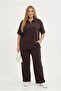 Women's Plus Size Short Sleeve Half Zip Polo Collar Tracksuit Set 8262-26