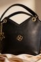 Women's Hand and Shoulder Bag Stylish Bag with Gold Flower Accessories - 2