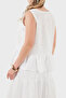 100% Cotton Scallop Embroidered Crew Neck Flounce Blouse Bluz 8019 - 3