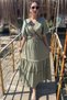 Linen Skirt and Blouse Set with Shell Accessories