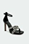Guide Stone Knot Detailed Women's Black Heeled Shoes - 4