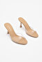 Women's Transparent Banded Thin Heeled Slippers Milaso Beige - 5