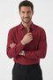 Burgundy Men's Comfortable Fit Summer Line Textured Wrinkle Effect Non-Ironing Shirt 2602606 - 2