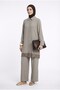Lace Detailed Hidden Button Trousers Double Suit Stone 26Yt664 - 3