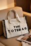 Cream Canvas Women's Tote Bag Large Size Daily Shoulder and Beach Bag - 4