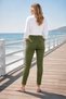 Women's High Waist Ankle Length Casual Khaki Trousers with Pockets and Back Pocket Flap Detail - 3
