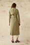 Double-Breasted Collared Green Trench Coat with Belt 14049 - 5