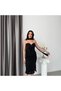 Black Heart Collar Scarf Detailed Glittery Midi Evening Dress - 4