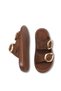 Women's Double Buckle Slippers 001226 Brown Suede - 5
