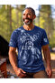 Explore the World Caravan Printed Unisex 100% Cotton Navy Blue Outdoor T-Shirt - 4