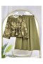 Single Button Belted Skirt Suit Khaki