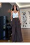 Brown Striped Single Pleat Design Palazzo Trousers