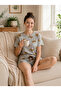 Women's Milan Fabric Short Sleeve Shorts Pajama Set - 2