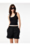 Slim Fit Waist Tie Pocketed Glittery Mini Shorts - 2