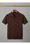 Summer (Cool Yarn) Polo Collar Men's Knitwear T-Shirt Brown (Suitable for Father-Son Combination) - 2