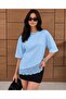 Navy Blue Modal Fabric Lace Detailed Soft Loose Cut Women's Blouse 0086 - 4