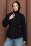 Short Belted Stylish Trench Coat Black - 6