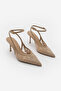 Women's Stiletto Ankle Strap Lace Embroidered Mesh Classic Heeled Shoes Limez Beige - 5
