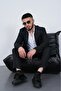 Slim Fit Men's Pointed Collar Striped Double Breasted Suit